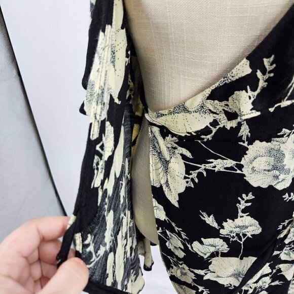 Free People French Quarter Wrap Dress In Black Women's XS NEW Floral Boho Hippie - Picture 7 of 12